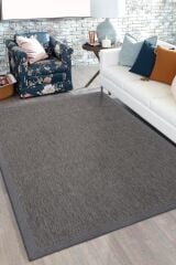 Sisal 4506 Gri Dokulu Bordürlü Jüt Halı