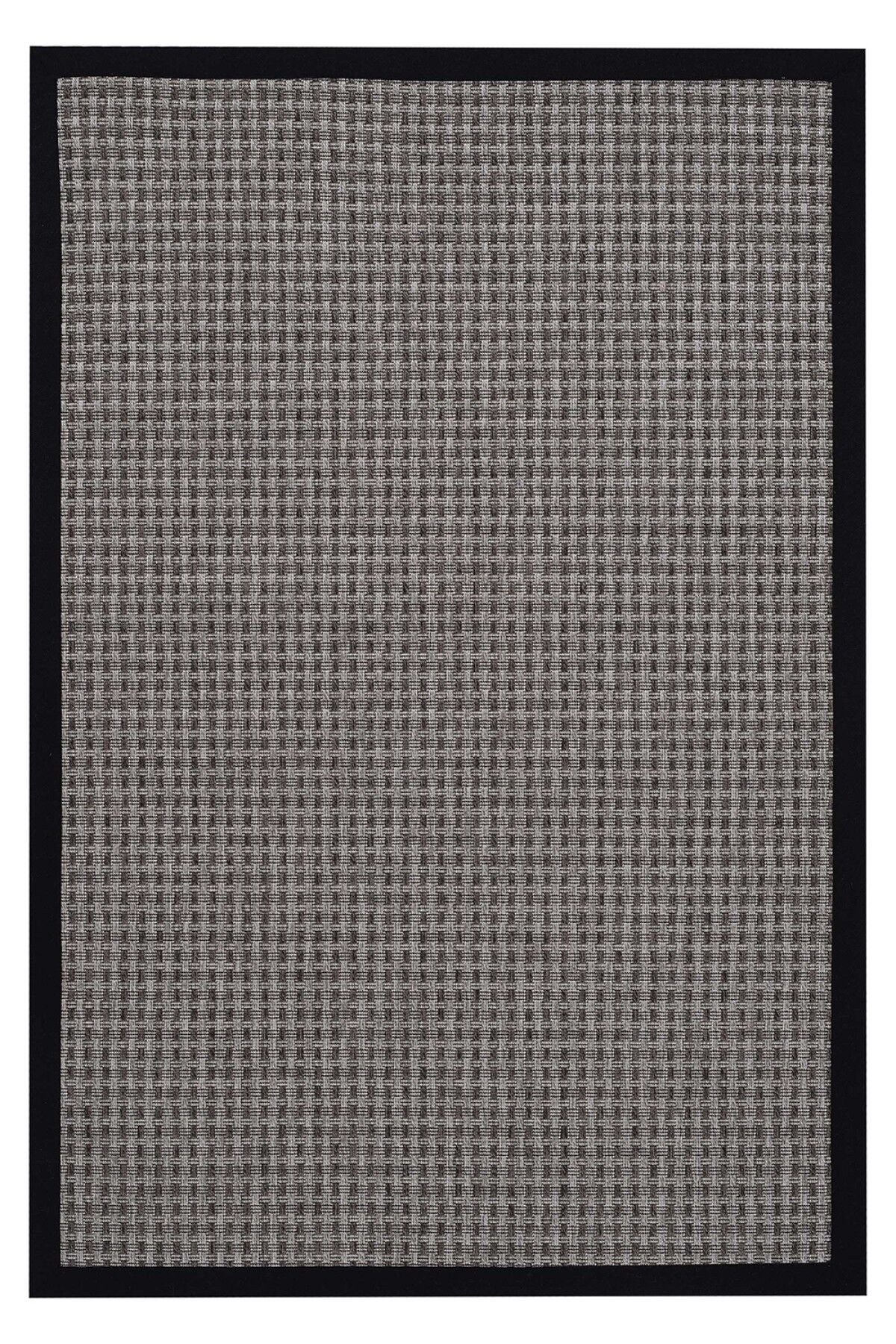 Sisal 4510 Gri Dokulu Siyah Bordürlü Jüt Halı