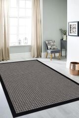 Sisal 4510 Gri Dokulu Siyah Bordürlü Jüt Halı
