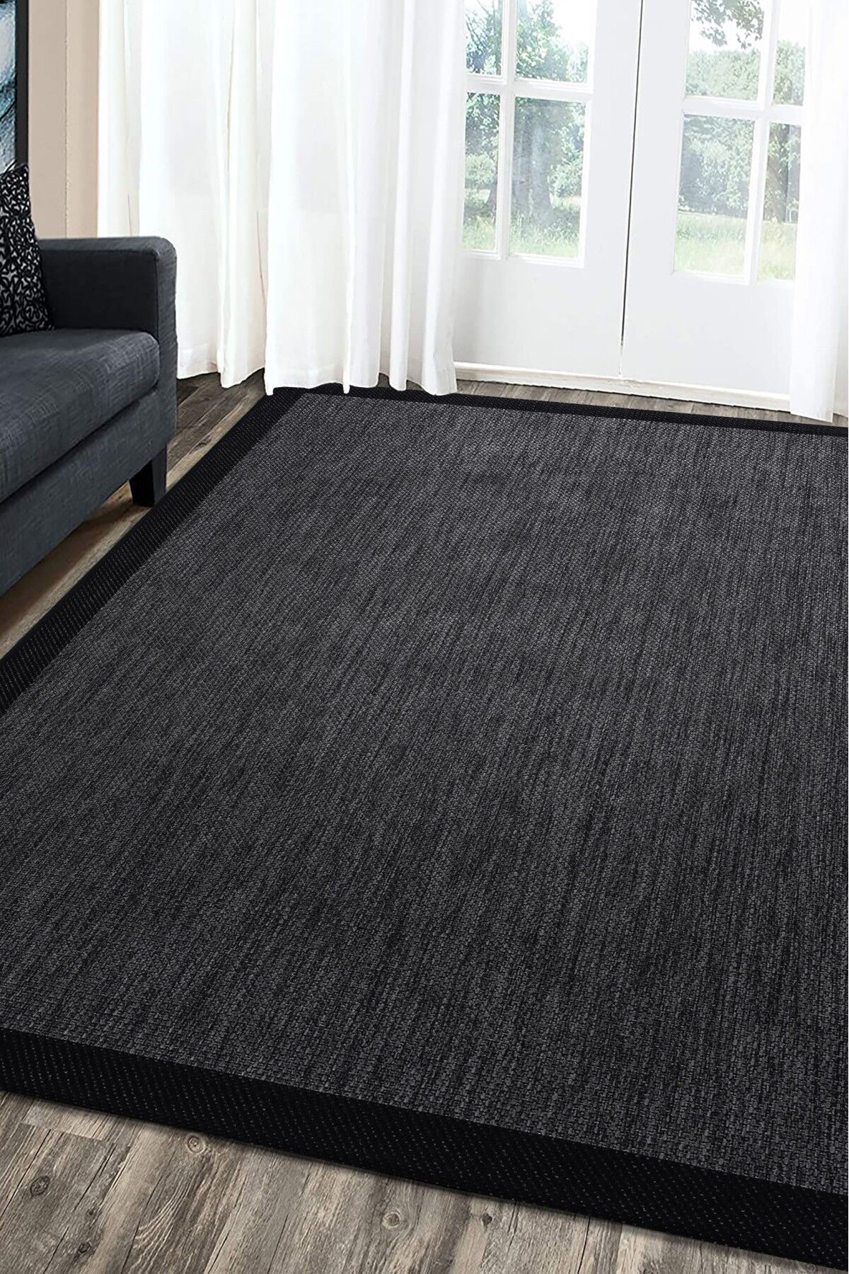 Sisal 9716 Antrasit Doğal Dokulu Bordürlü Halı