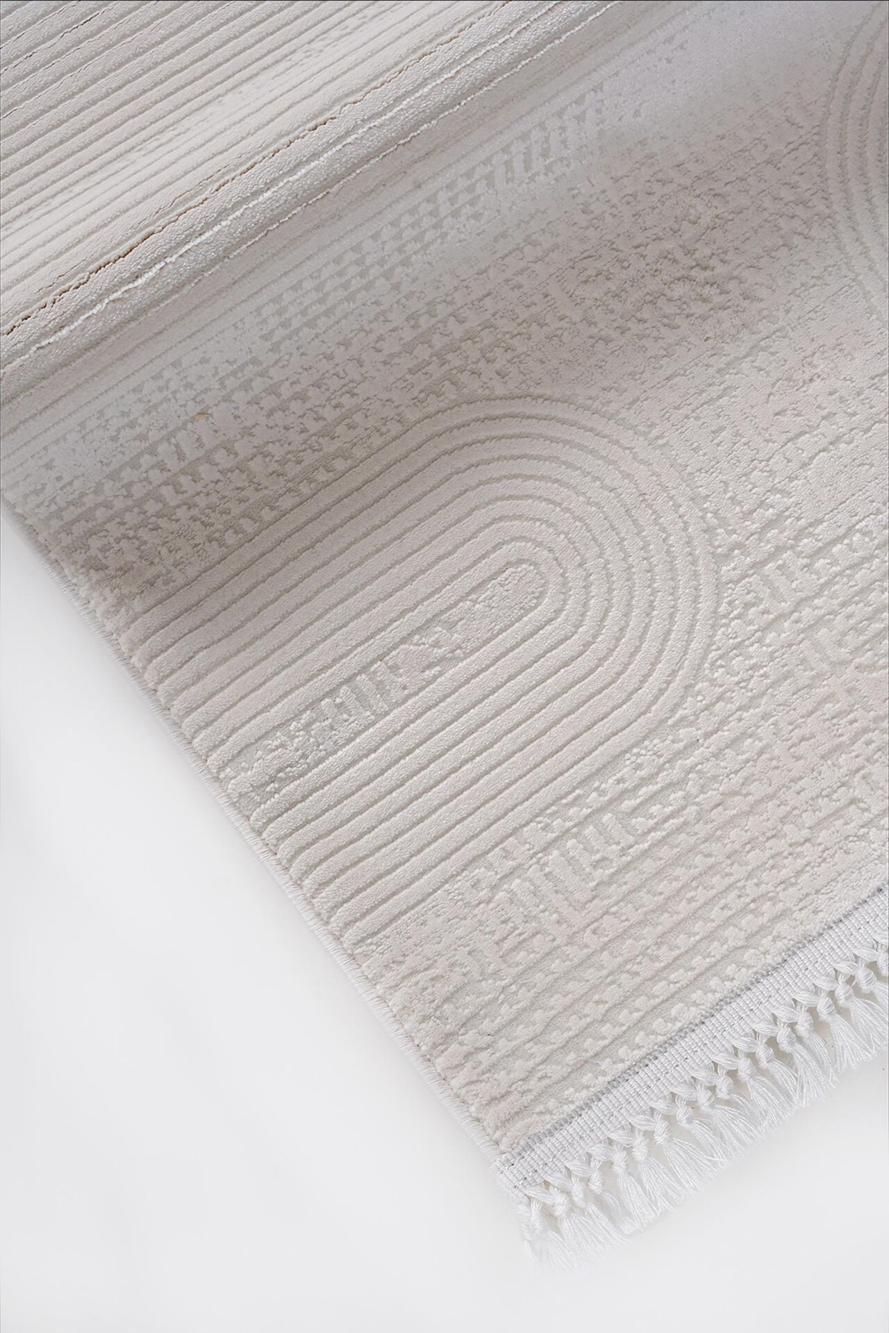 Soft 1125 Krem Kemer Formlu Çizgili Modern Halı