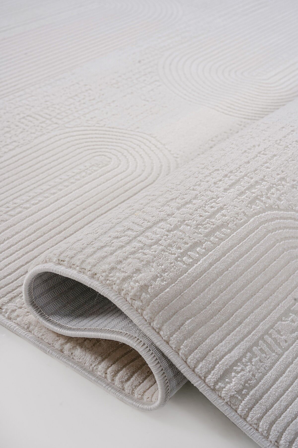 Soft 1125 Krem Kemer Formlu Çizgili Modern Halı