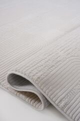 Soft 1125 Krem Kemer Formlu Çizgili Modern Halı