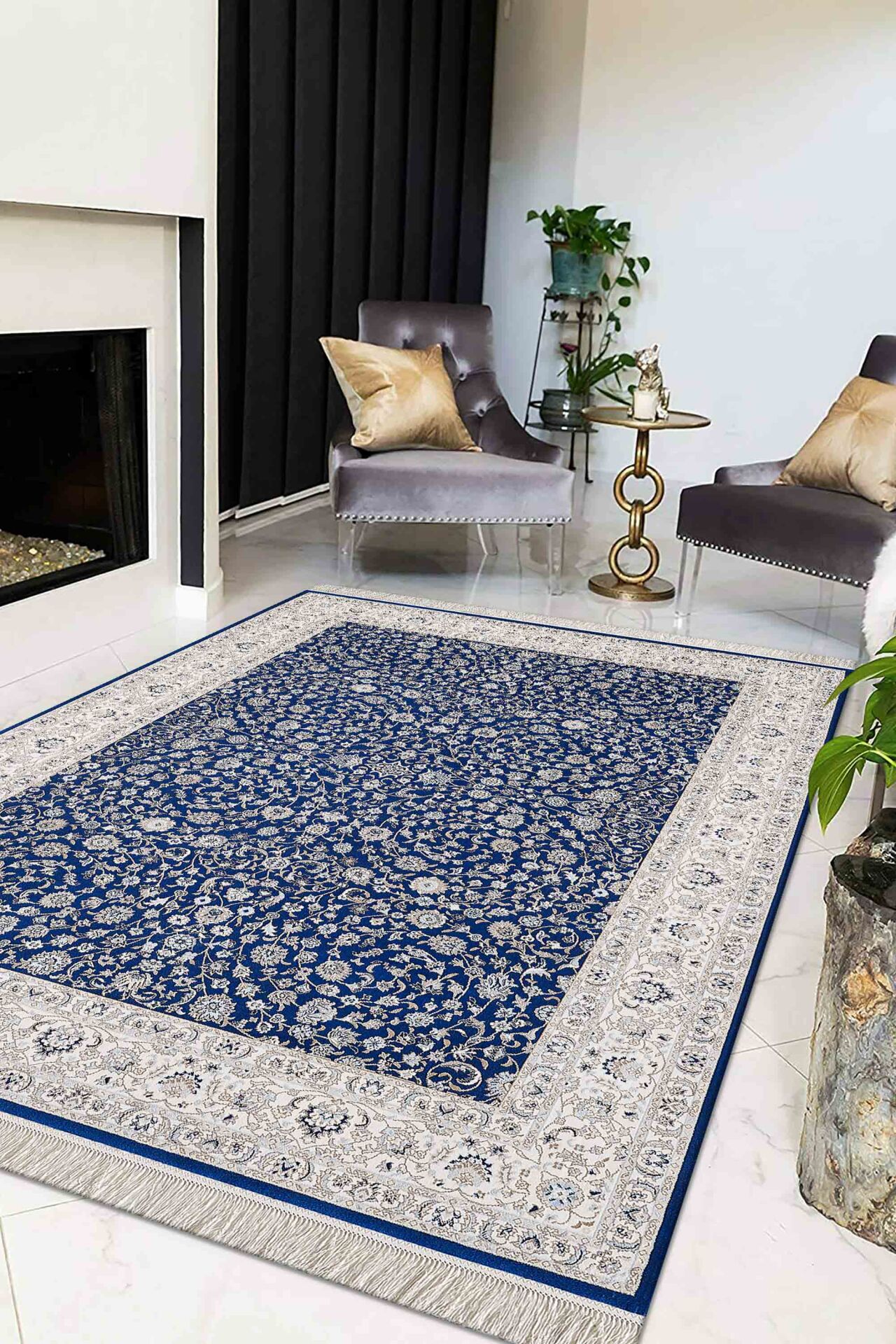 Pierre Cardin Persia YZ08D Salon Halısı Lacivert - 240x340