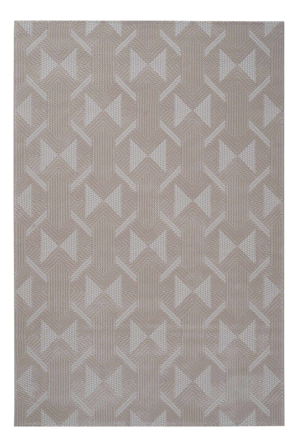 Softline 37485A Bej Geometrik Bukleli Salon Makine Halısı