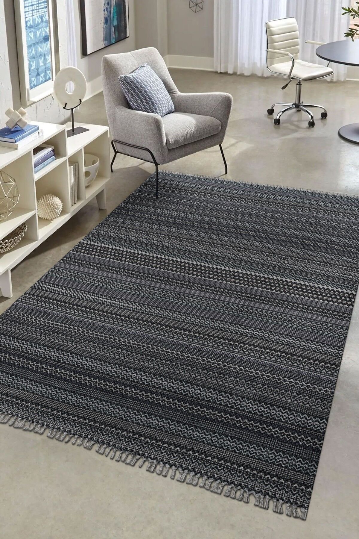 Alara 3209 Siyah Modern Makine Halısı