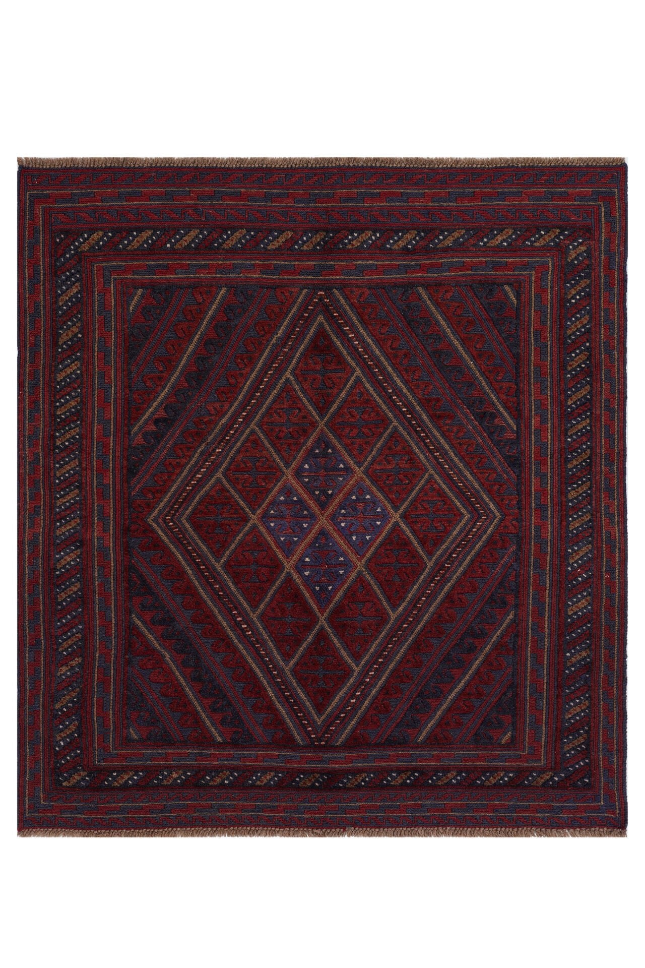 Afgan Berceste El Dokuma Yün Halı Kırmızı - 152x192