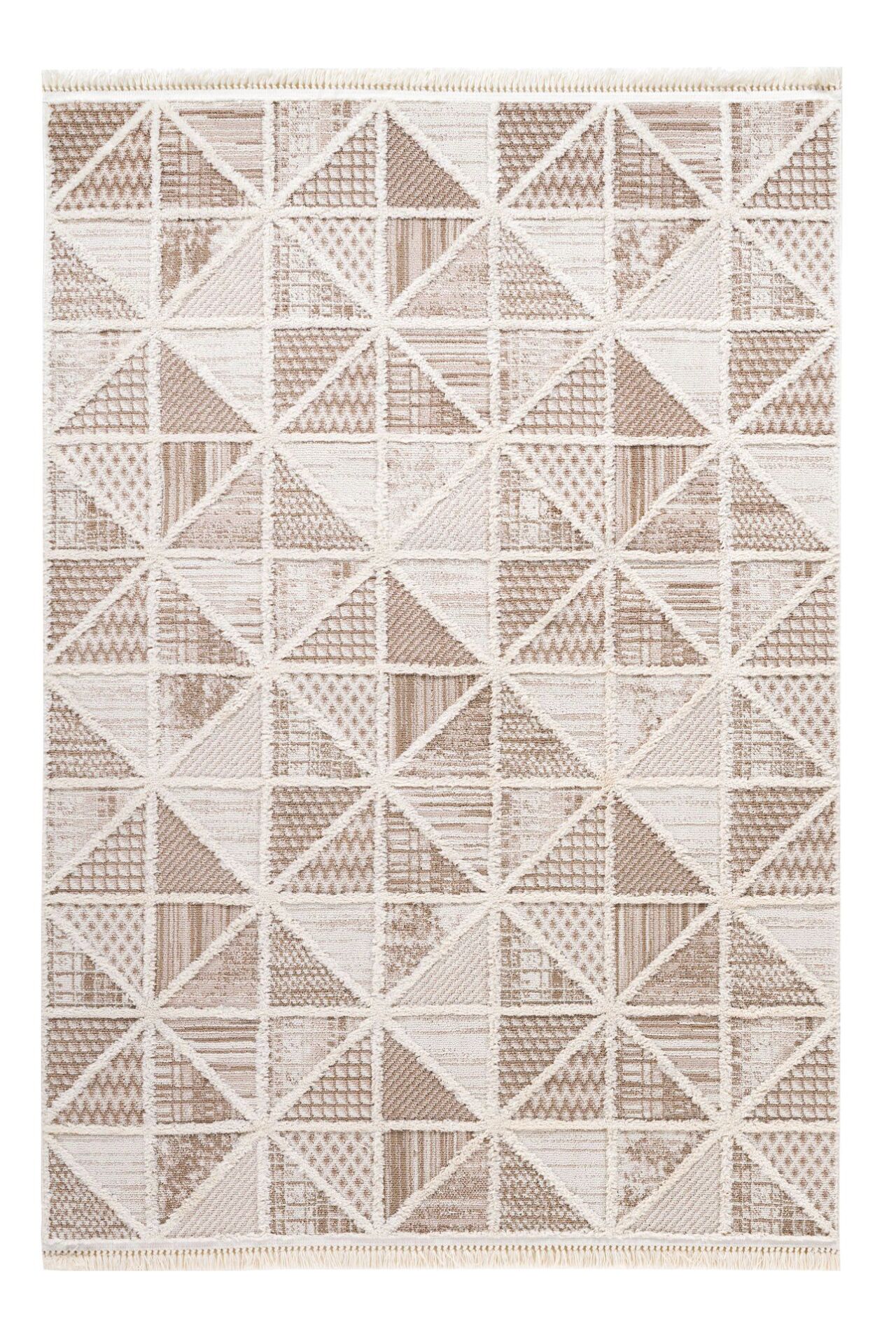 Step 2201 Krem Etnik Desenli Modern Kesme Halı