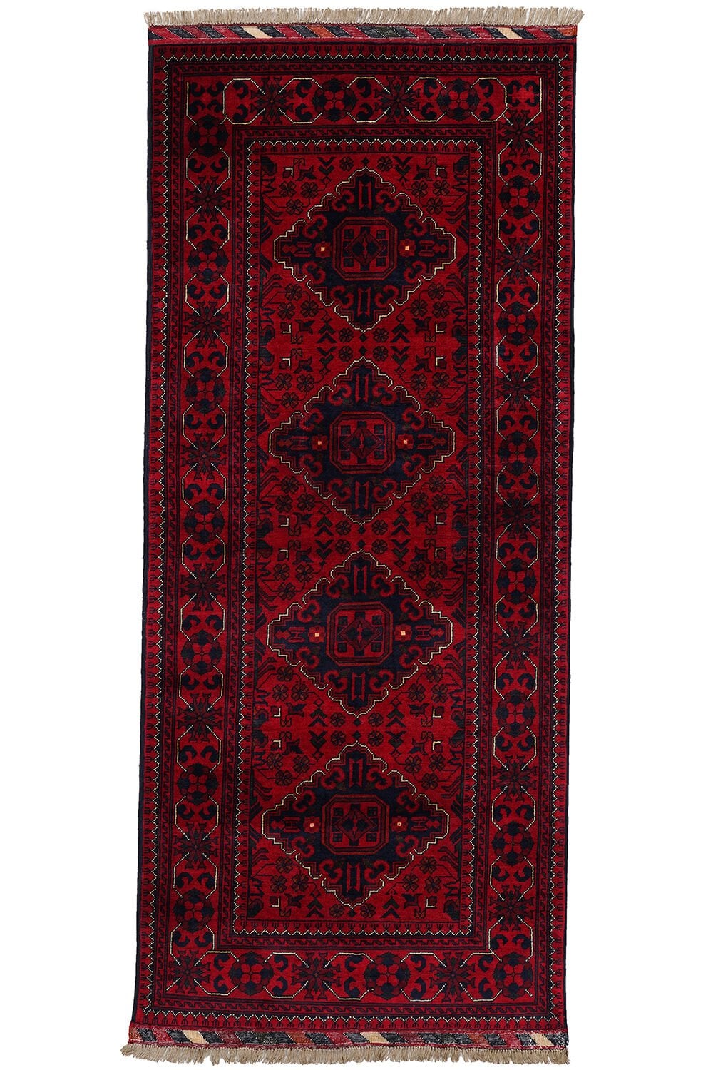 Afgan Khamyab El Dokuma Yün Halı Kırmızı - 84x197