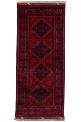 Afgan Khamyab El Dokuma Yün Halı Kırmızı - 84x197
