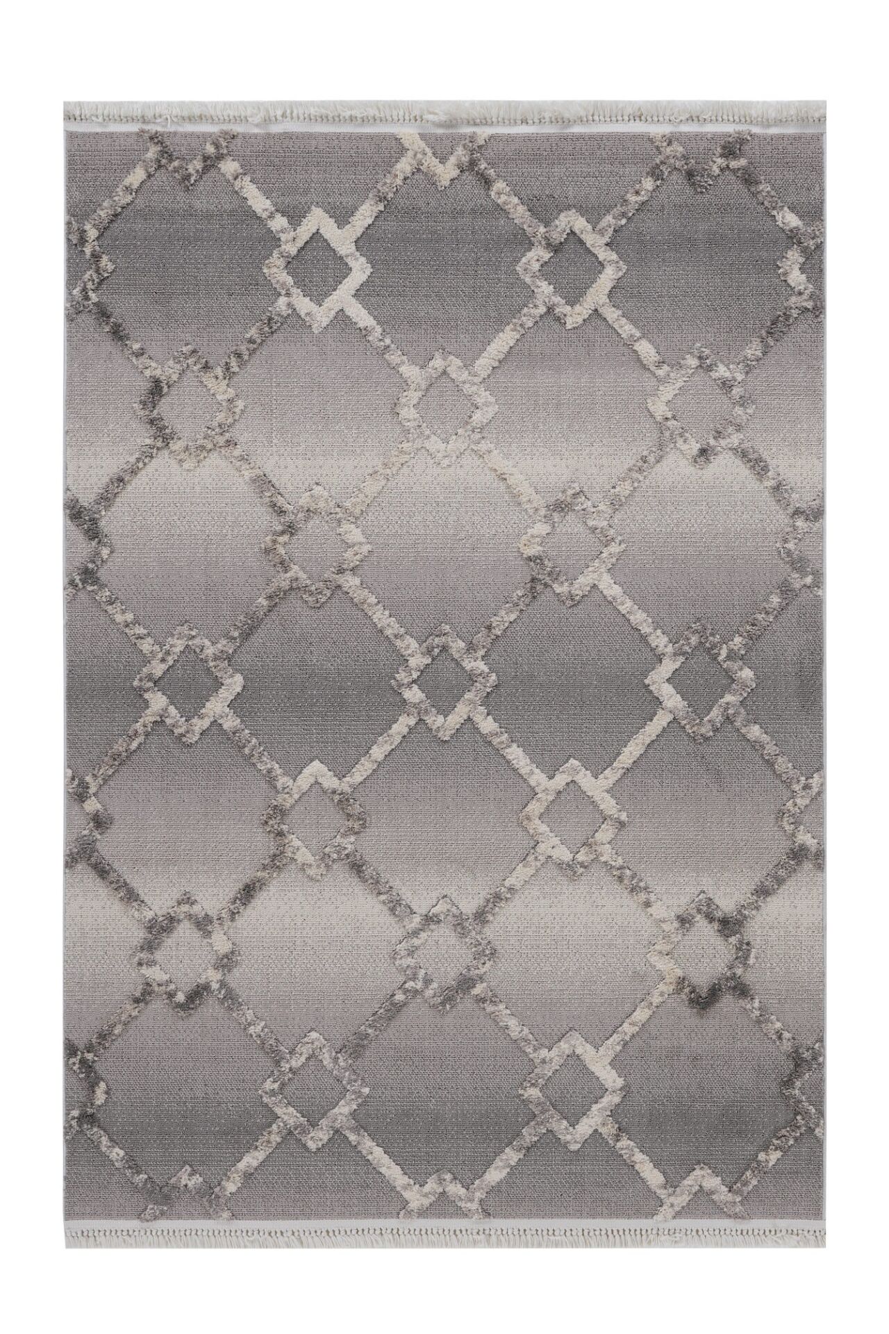 Step 2203 Gri Geçişli Geometrik Desenli Modern Kesme Halı