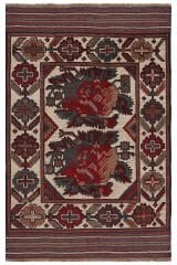 Afgan Berceste El Dokuma Yün Halı Kırmızı - 115x174