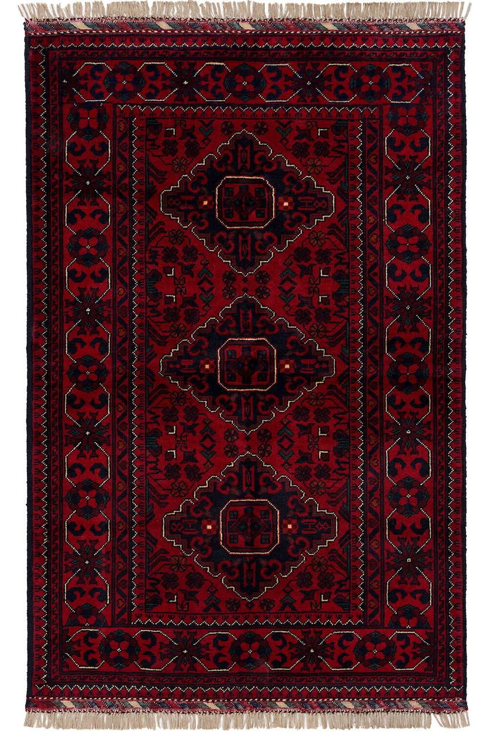 Afgan Khamyab El Dokuma Yün Halı Kırmızı - 85x120