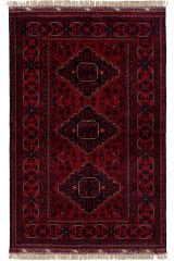Afgan Khamyab El Dokuma Yün Halı Kırmızı - 85x120