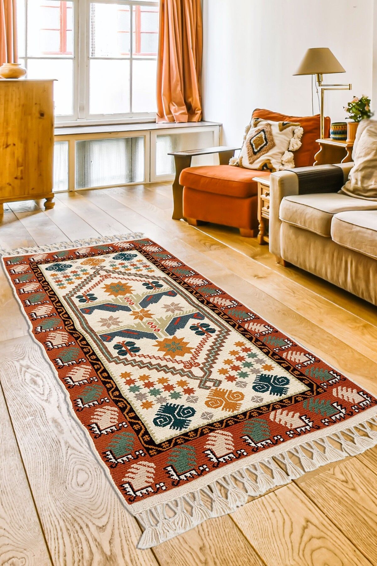 Sumak Çeyrek Renkli Otantik El Dokuma Halı