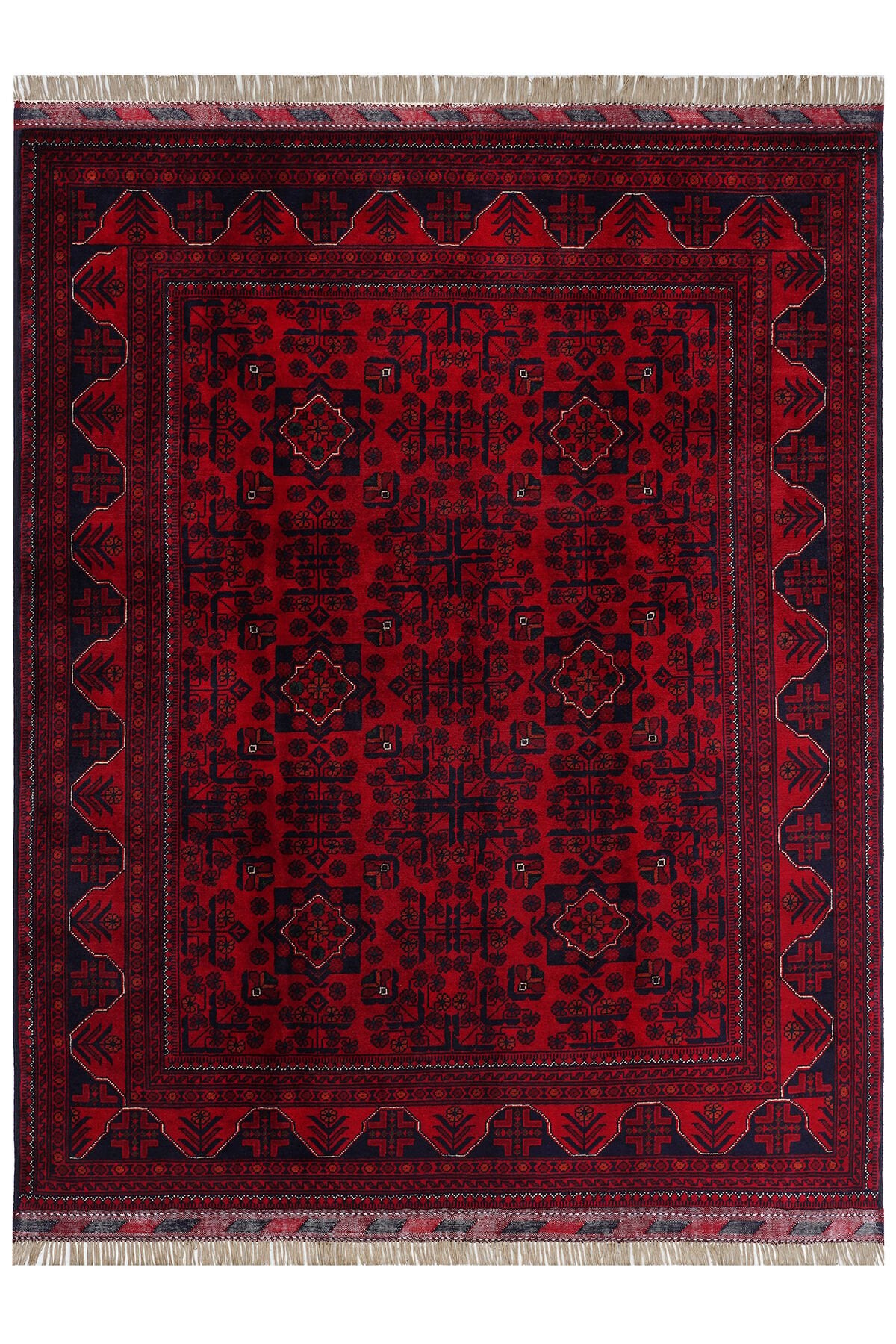 Afgan Khamyab El Dokuma Yün Halı Kırmızı - 150x189