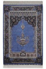 Anatolian Silk 34924 Mavi İpek Saçaklı Bambu Makine Halısı