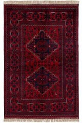 Afgan Khamyab El Dokuma Yün Halı Kırmızı - 83x124