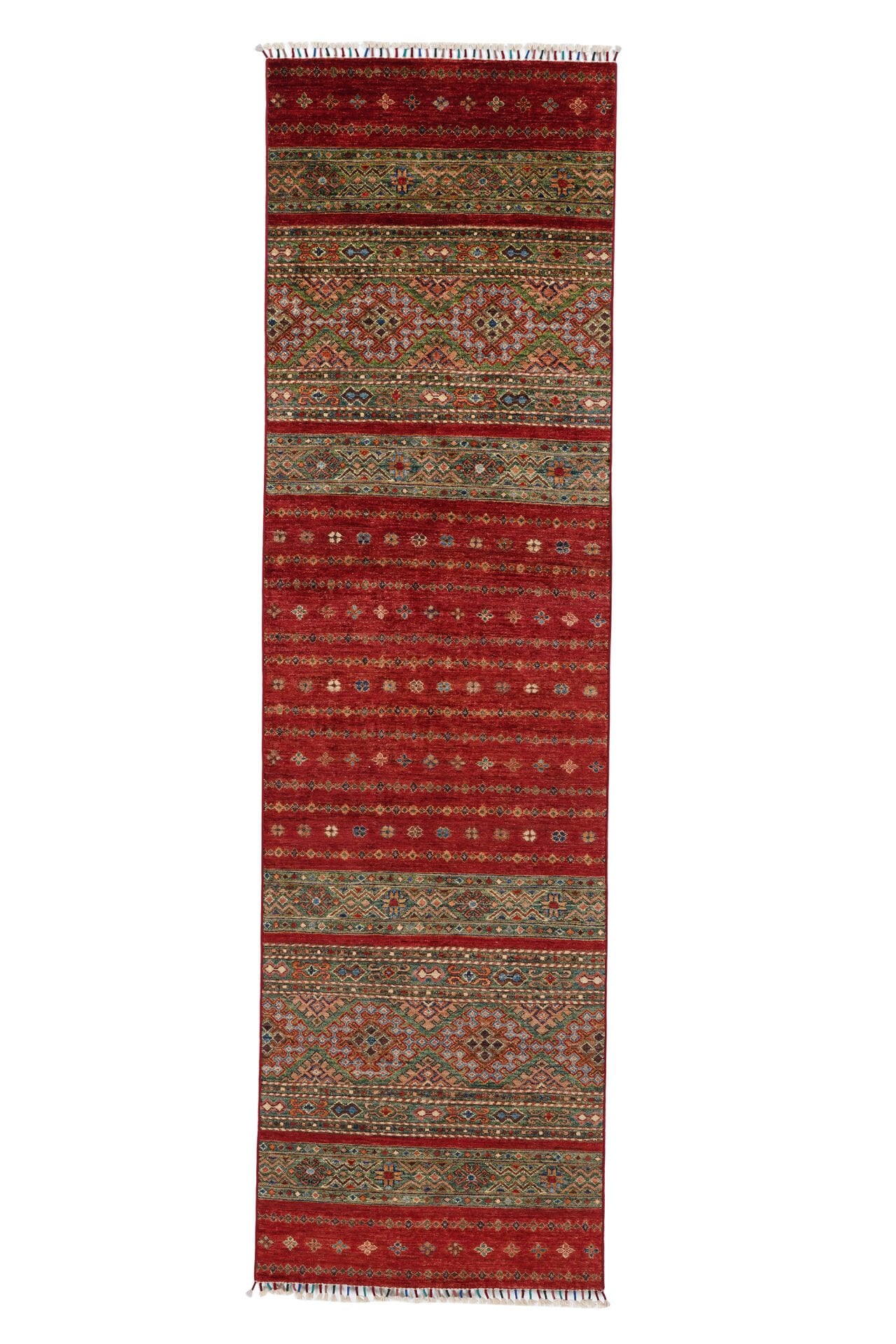 SHB Afgan Orjin El Dokuma Yün Halı Kırmızı - 85x294