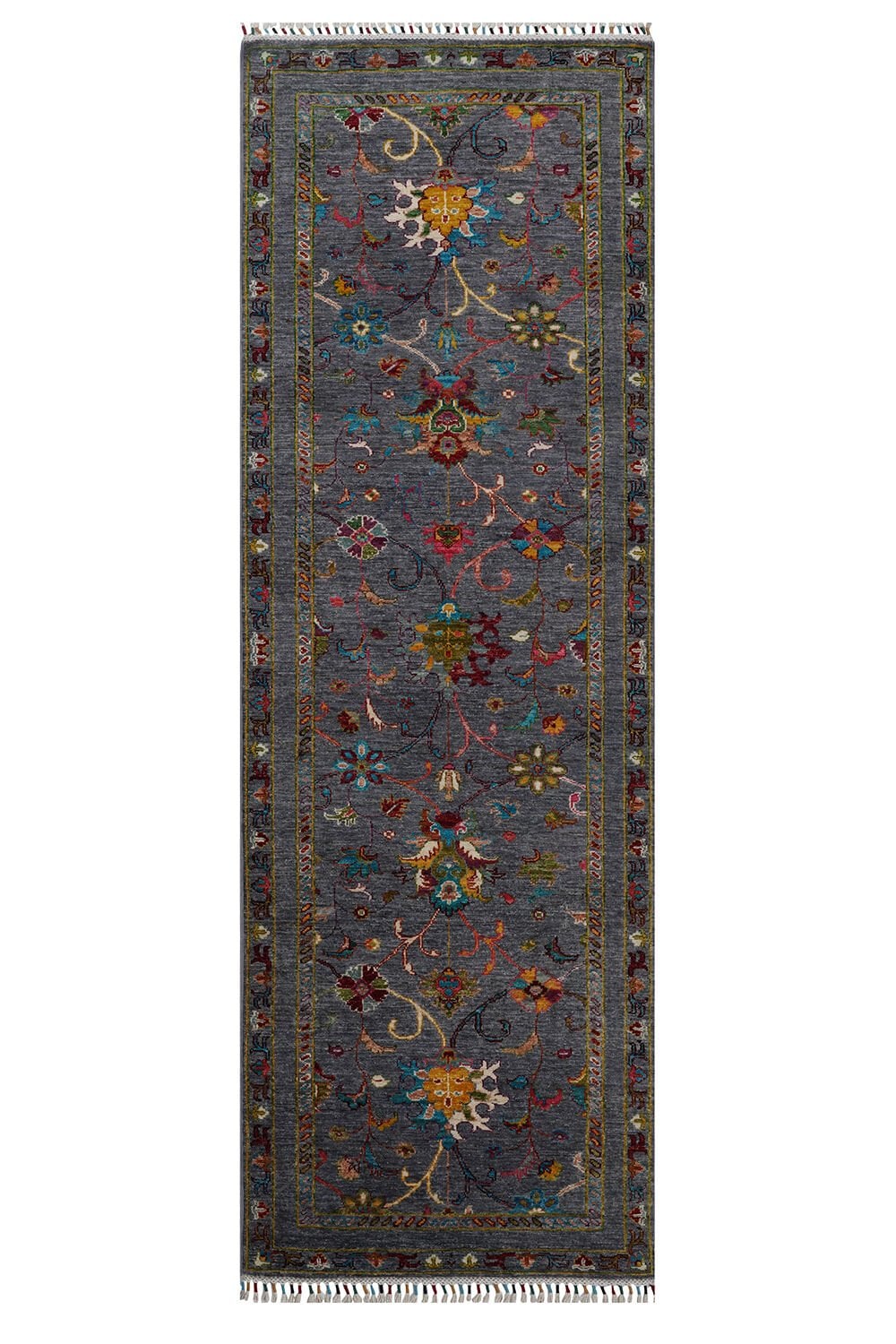RHMN Afgan Orjin El Dokuma Yün Halı Renkli - 87x247