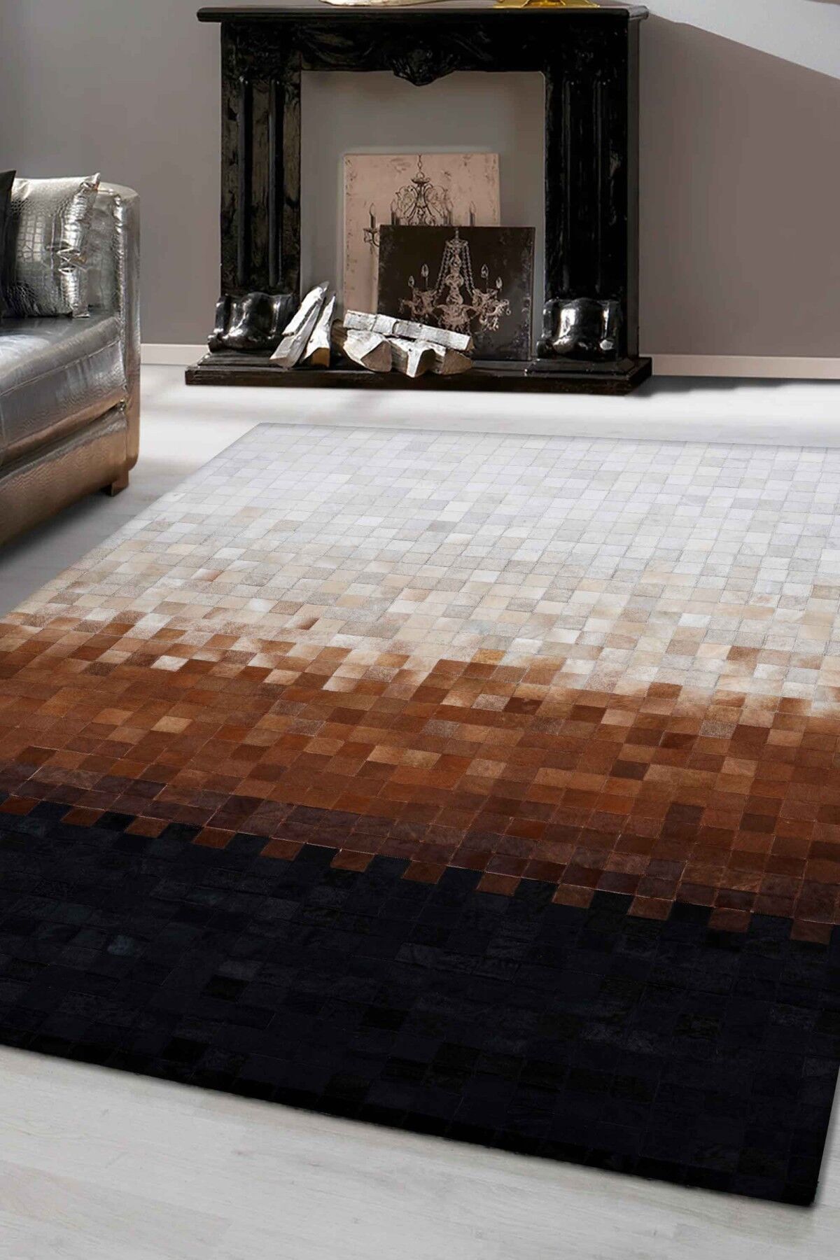 Tay Patchwork Naturel Deri Halı