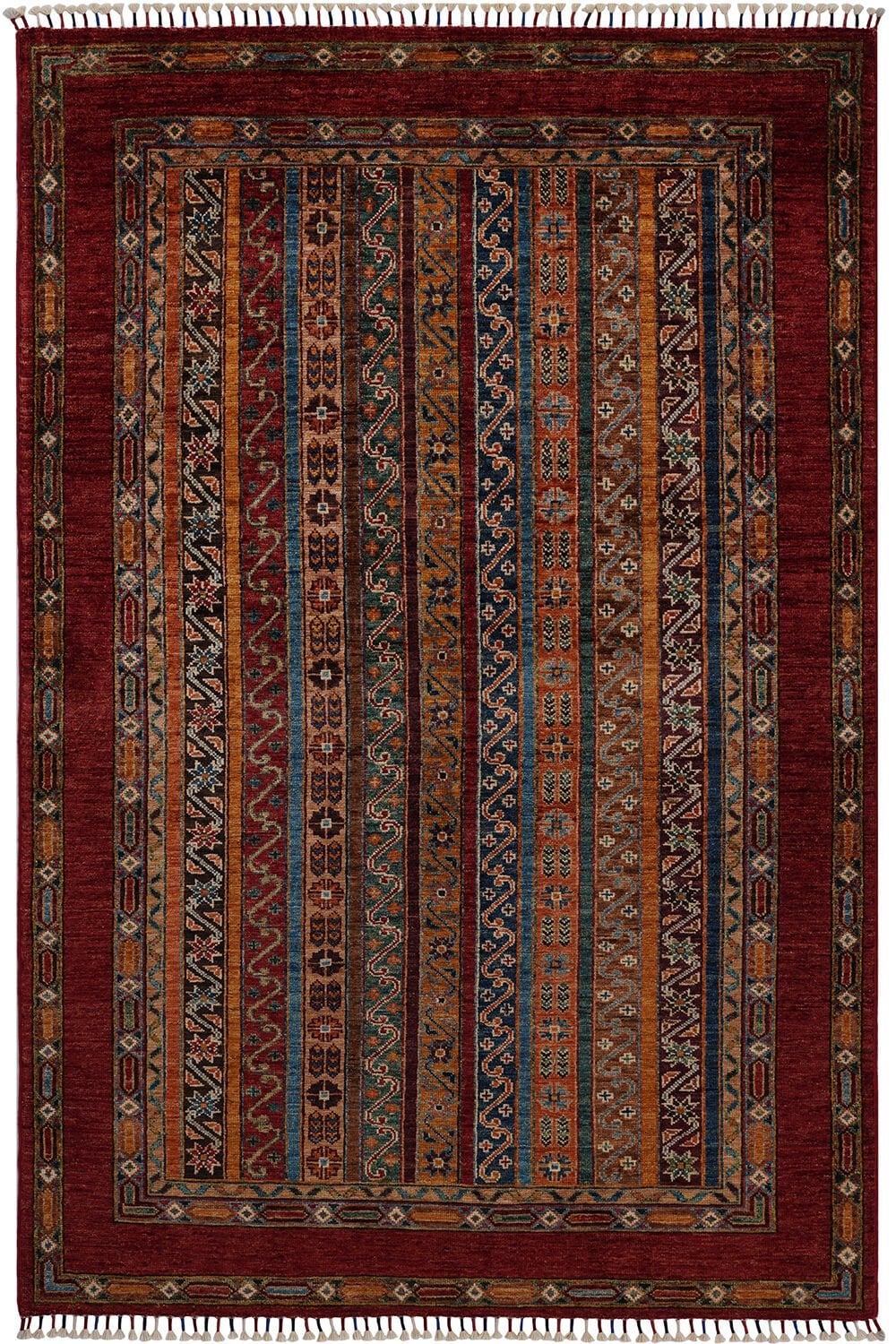 SHB Afgan Orjin El Dokuma Yün Halı Renkli - 121x186