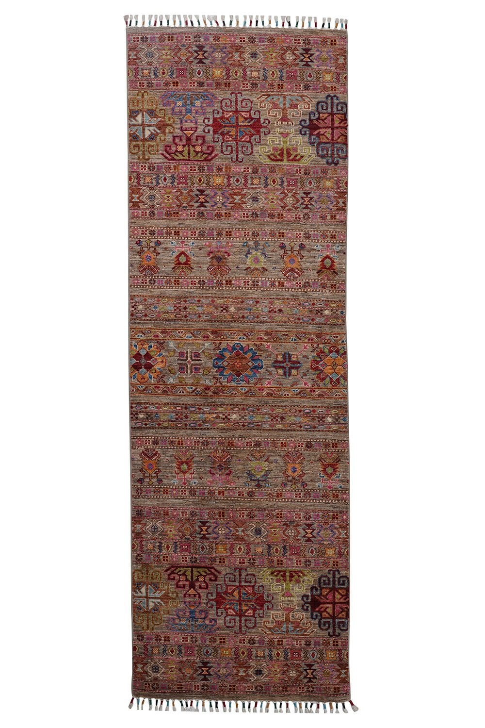 RHMN Afgan Orjin El Dokuma Yün Halı Renkli - 82x252