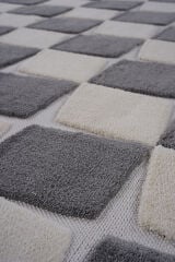 İndus 8004 Gri Geometrik Salon Halısı Kesme Halı