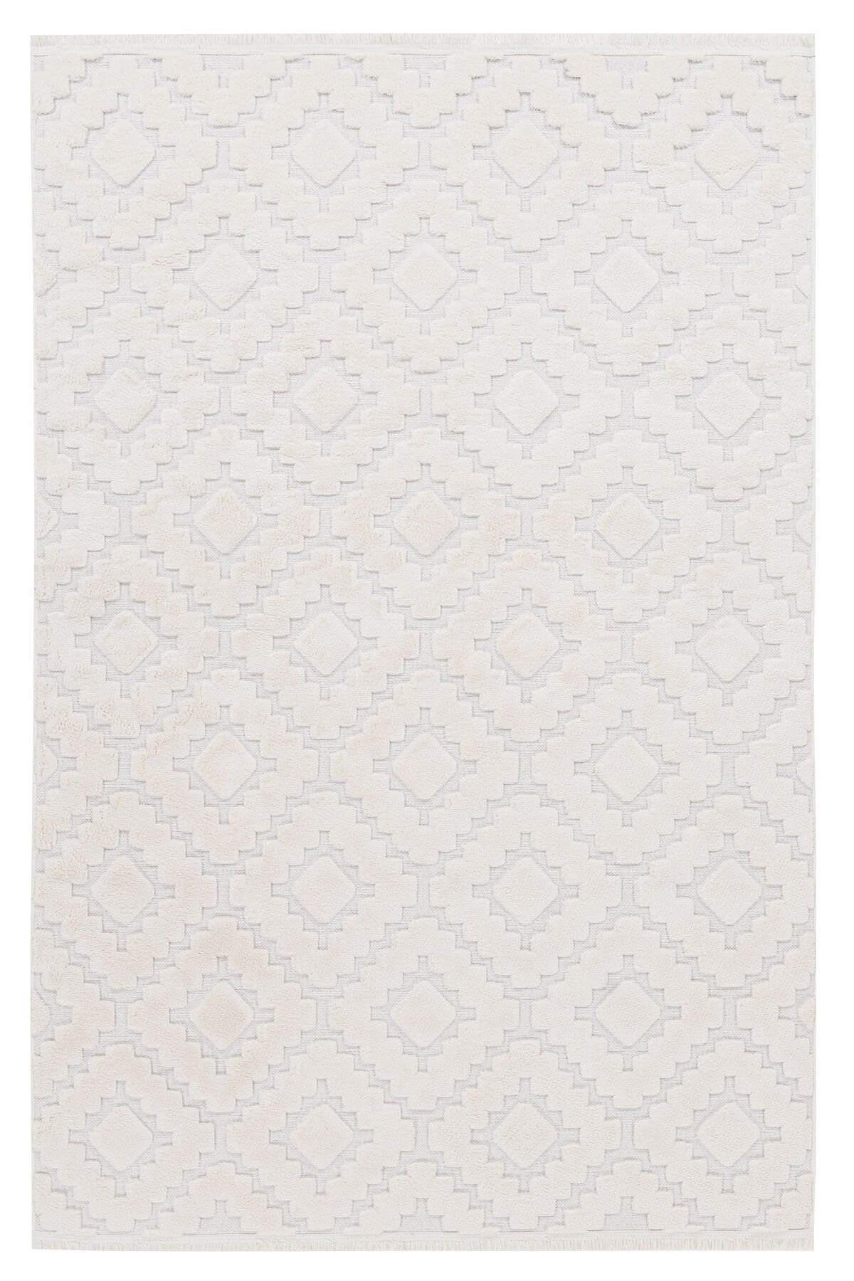 İndus 8003 Beyaz Salon Halısı Kesme Makine Halı