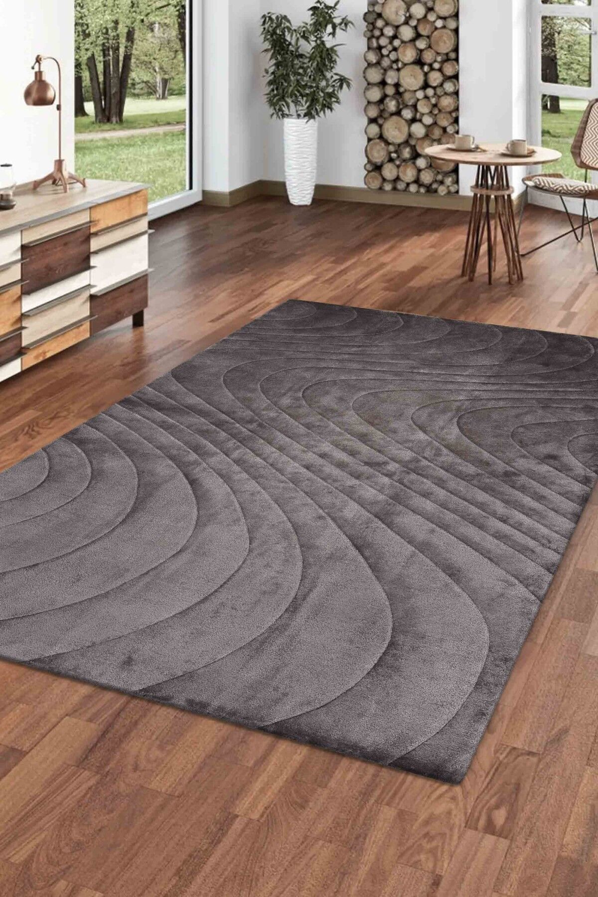 Nepal 3536 Kahverengi Modern El Dokuma Kışlık Bambu Halı