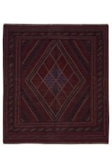 Afgan Berceste El Dokuma Yün Halı Kırmızı - 131x124