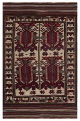 Afgan Berceste El Dokuma Yün Halı Kırmızı - 120x187