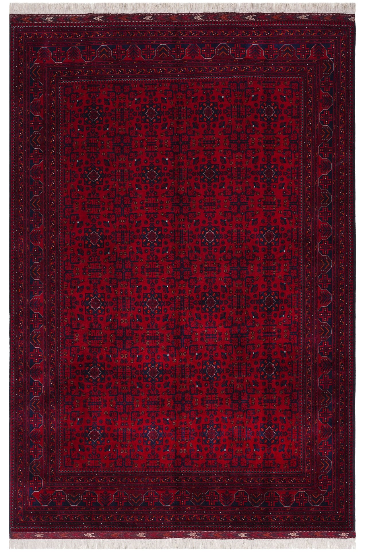 Afgan Bilcik El Dokuma Yün Halı Kırmızı - 202x300