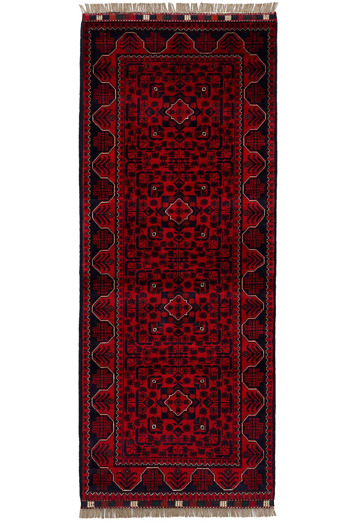 Afgan Khamyab El Dokuma Yün Halı Kırmızı - 85x198