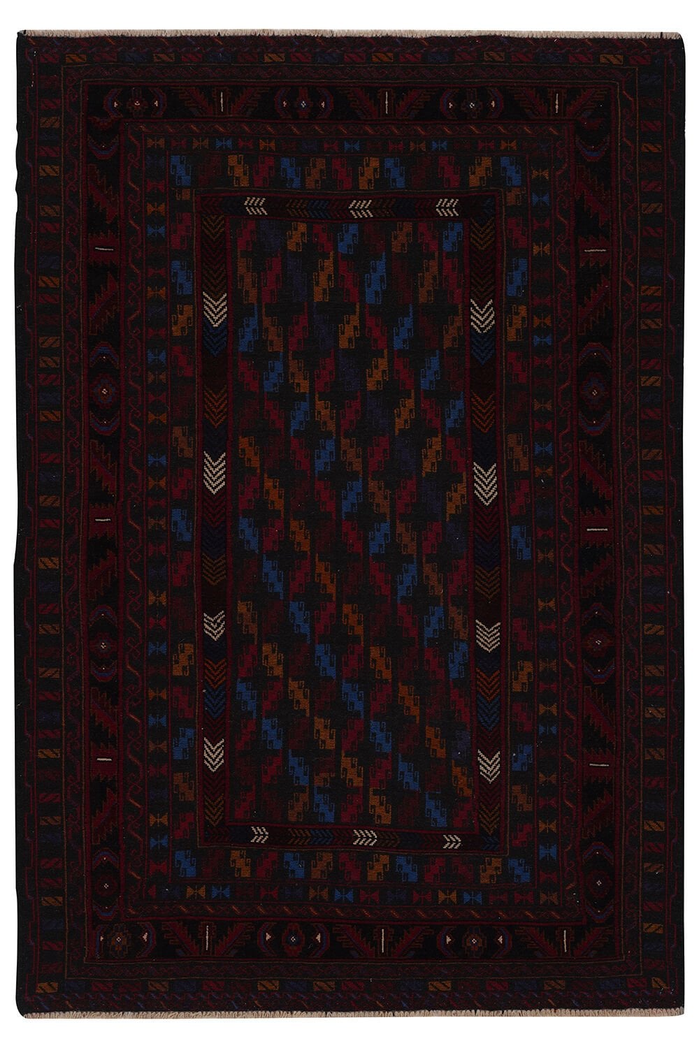 Afgan Berceste El Dokuma Yün Halı Kırmızı - 131x191