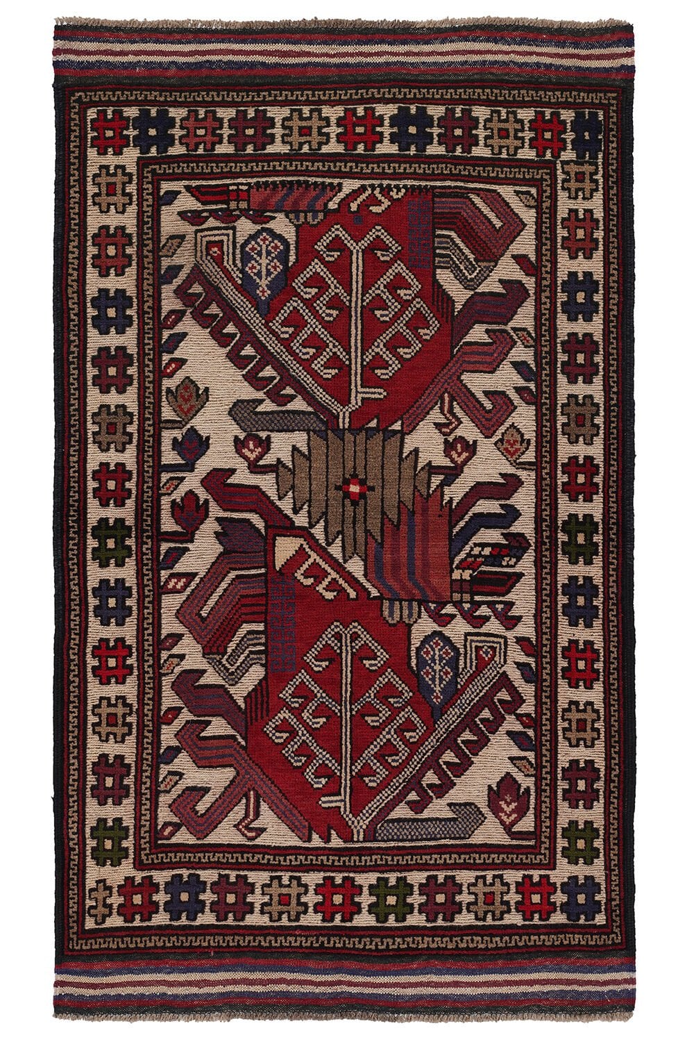 Afgan Berceste El Dokuma Yün Halı Kırmızı - 85x144
