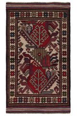 Afgan Berceste El Dokuma Yün Halı Kırmızı - 85x144