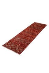SHB Afgan Orjin El Dokuma Yün Halı Kırmızı - 81x253
