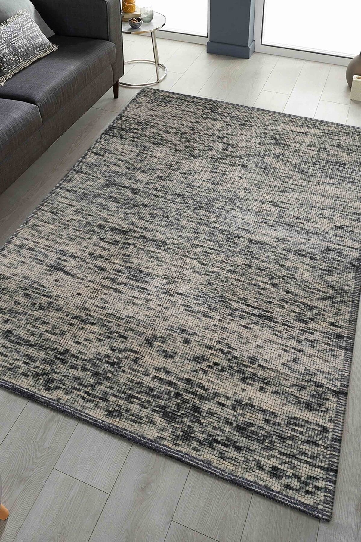 Nepal 3585 Gri Modern El Dokuma Kışlık Bambu Halı
