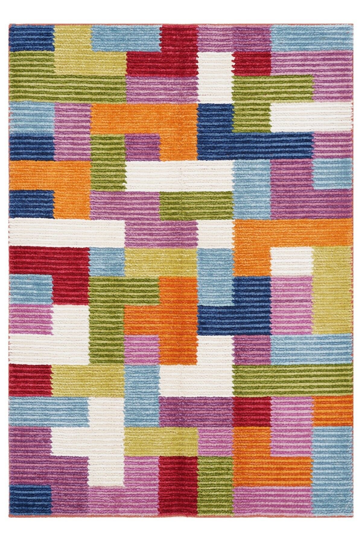 Nepal 3586 Renkli Modern El Dokuma Kışlık Bambu Halı