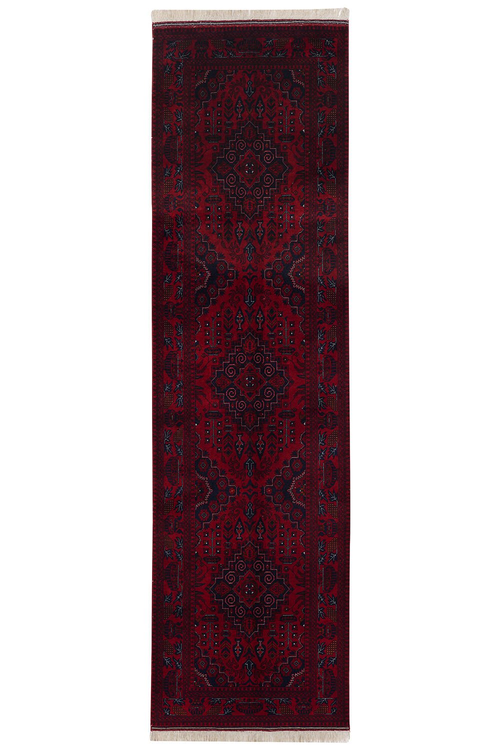 Afgan Khamyab El Dokuma Yün Halı Kırmızı - 82x240