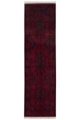 Afgan Khamyab El Dokuma Yün Halı Kırmızı - 82x240