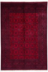Afgan Bilcik El Dokuma Yün Halı Kırmızı - 345x247