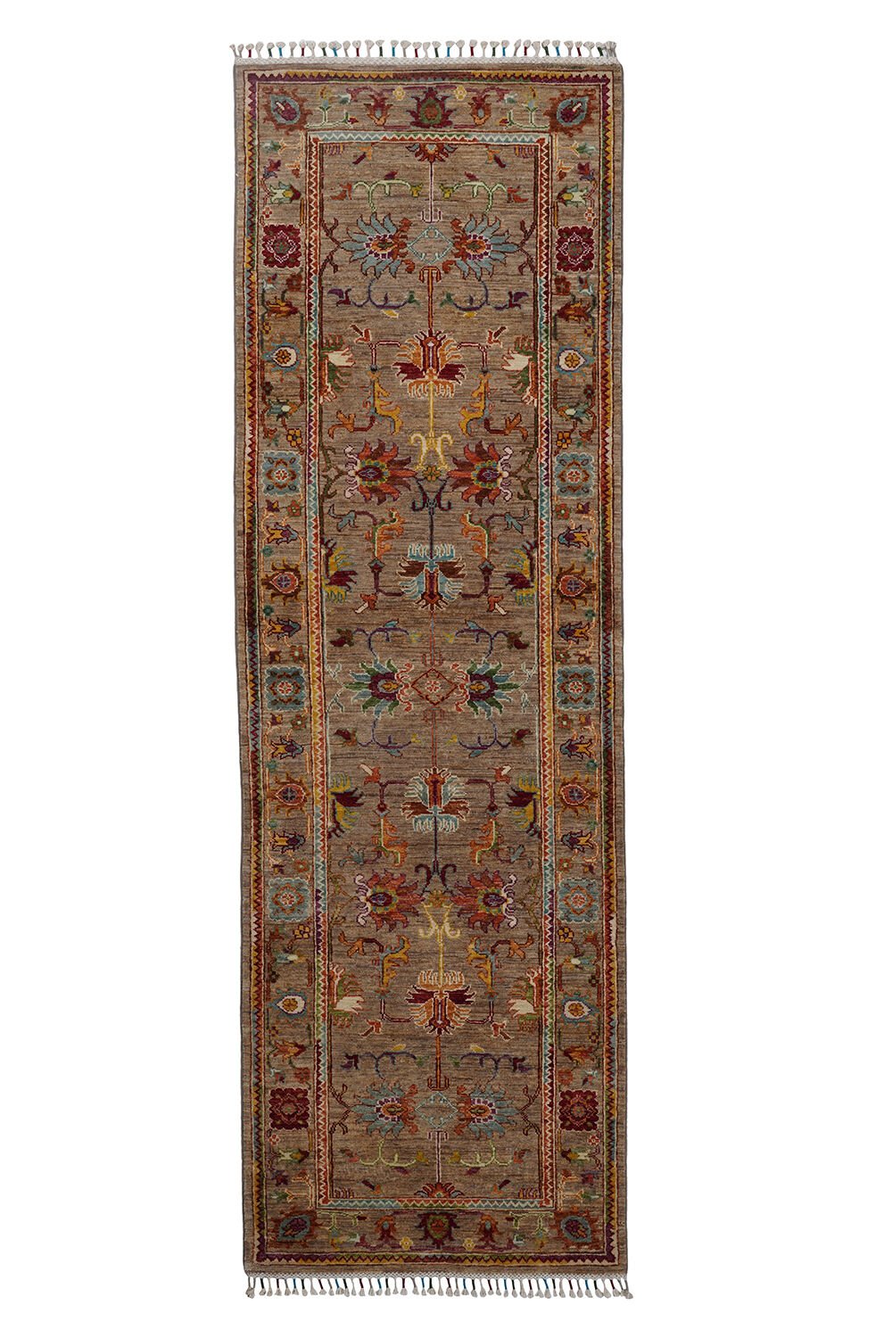 RHMN Afgan Orjin El Dokuma Yün Halı Renkli - 81x253