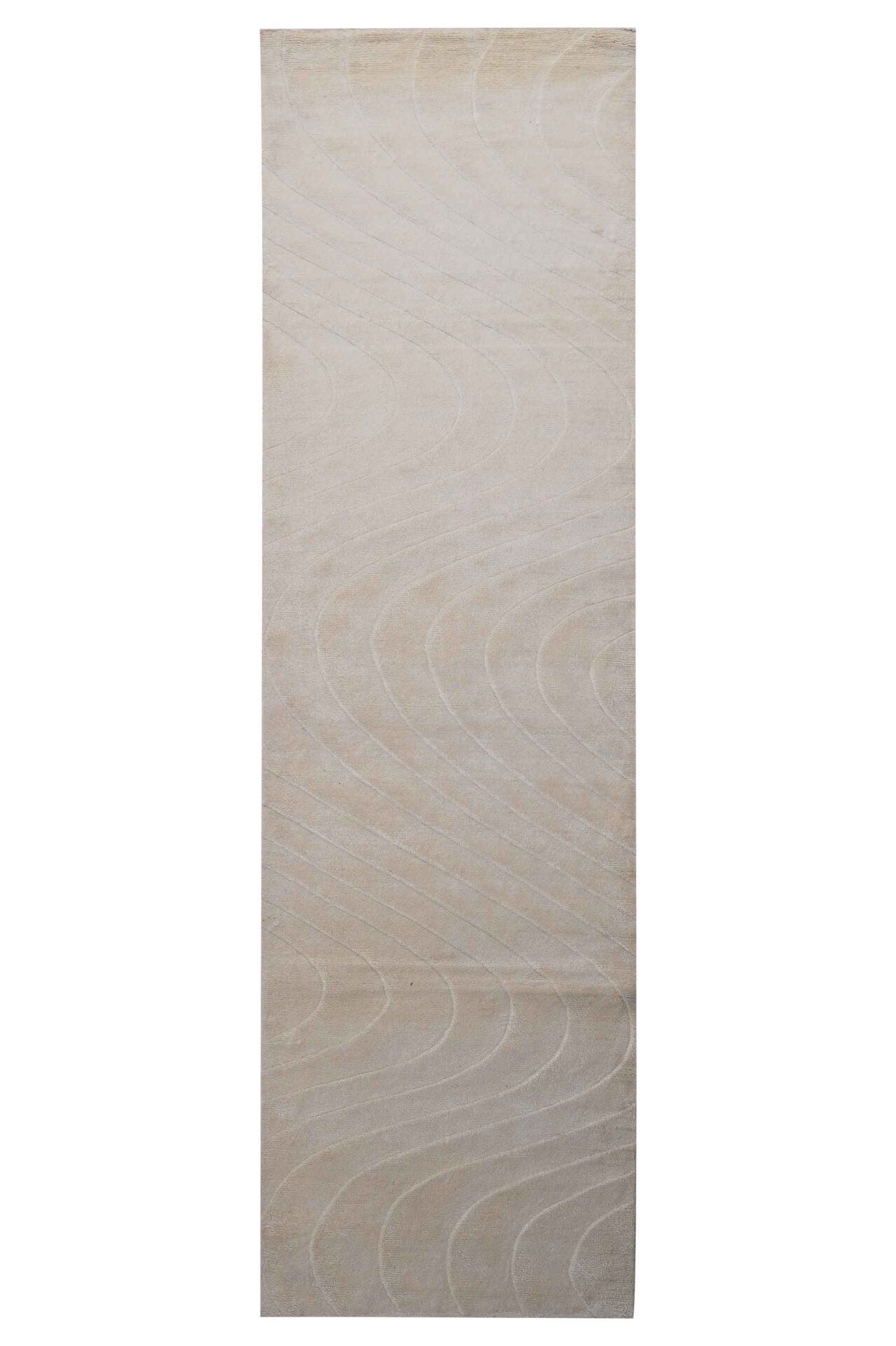 Nepal 3668 El Dokuma Kalın Bambu Halı Krem - 85x300