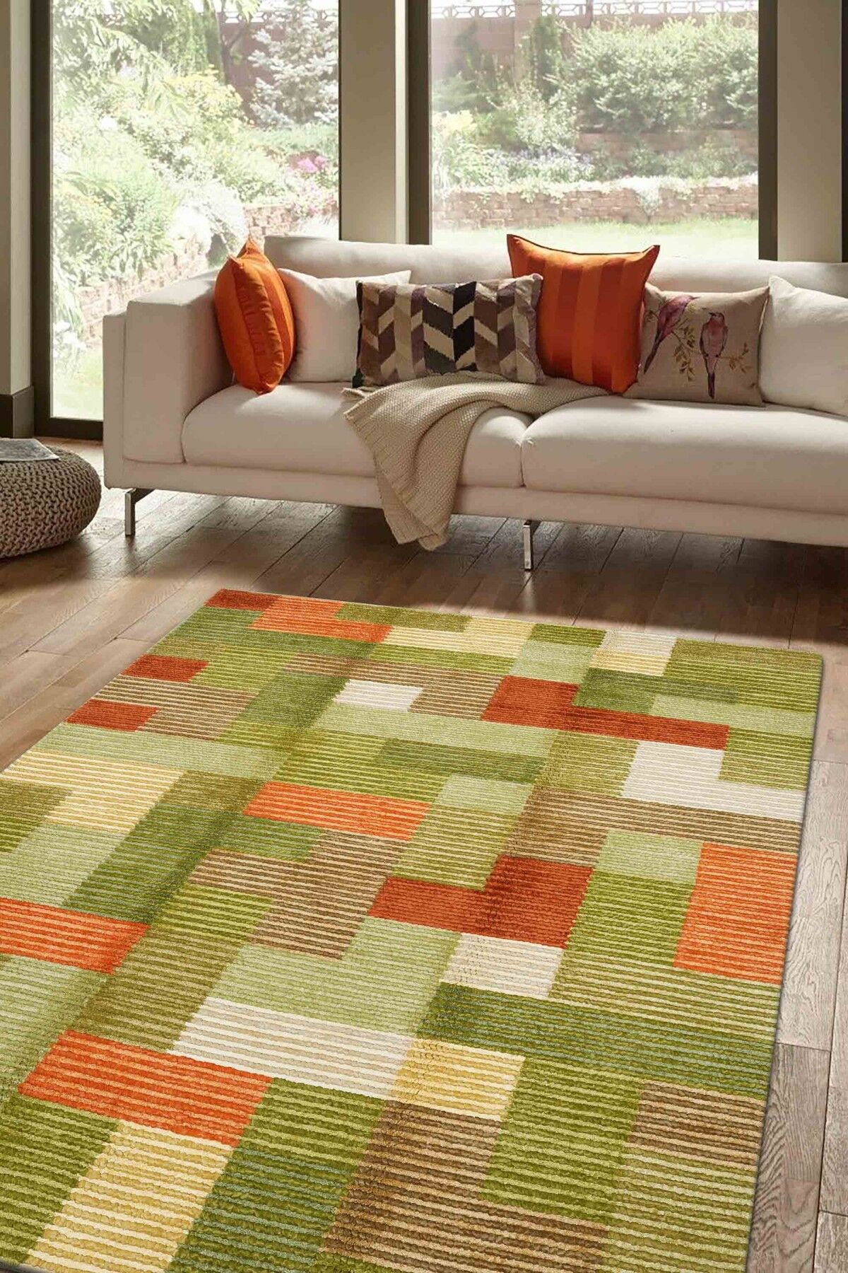 Nepal 3596 Renkli Modern El Dokuma Kışlık Bambu Halı