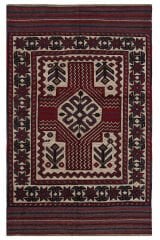 Afgan Berceste El Dokuma Yün Halı Kırmızı - 120x188