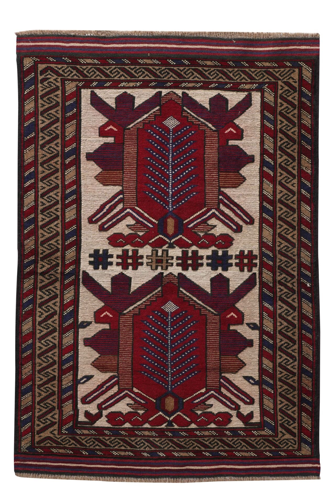 Afgan Berceste El Dokuma Yün Halı Kırmızı - 91x136