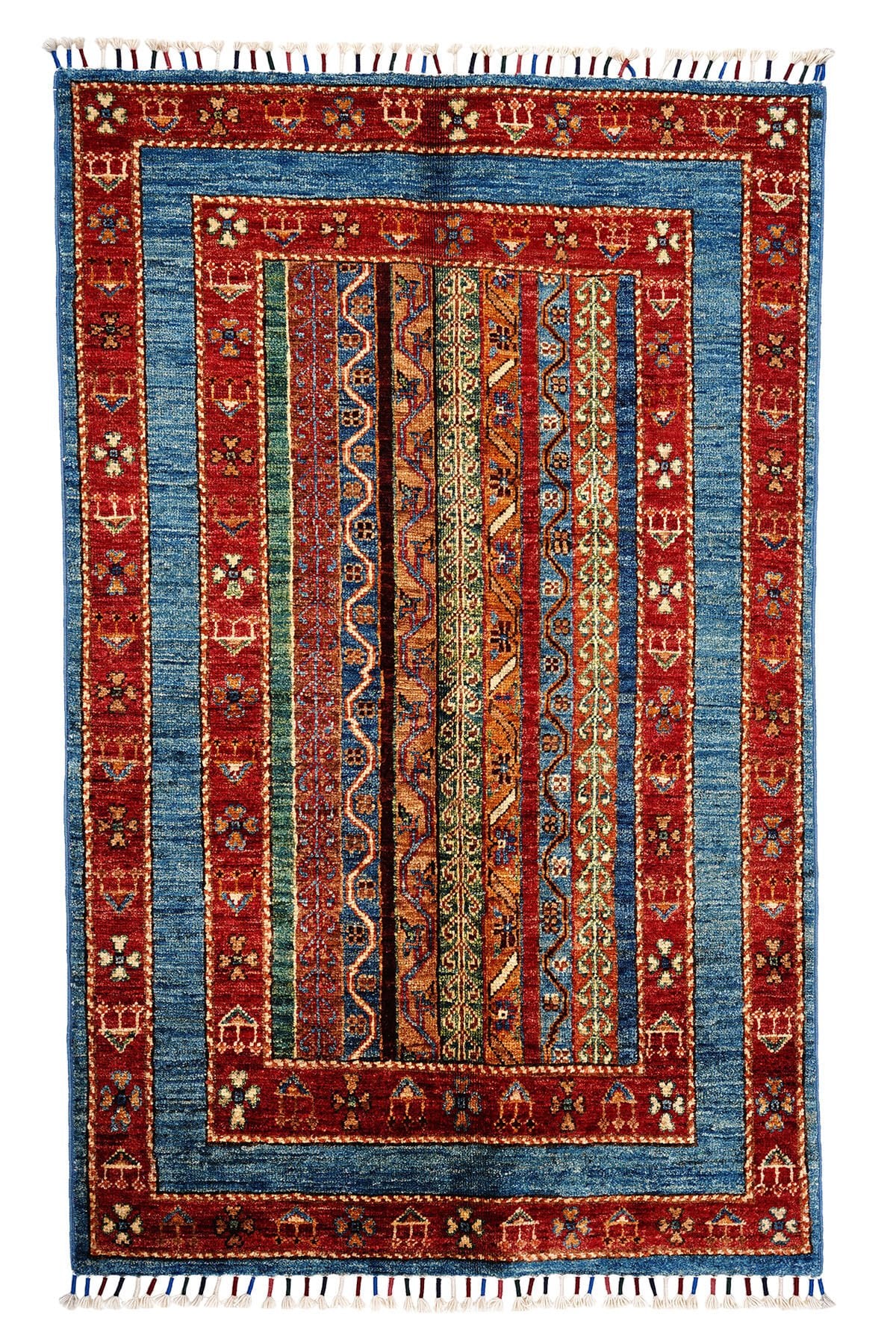 SHB Afgan Orjin El Dokuma Yün Halı Renkli - 79x125