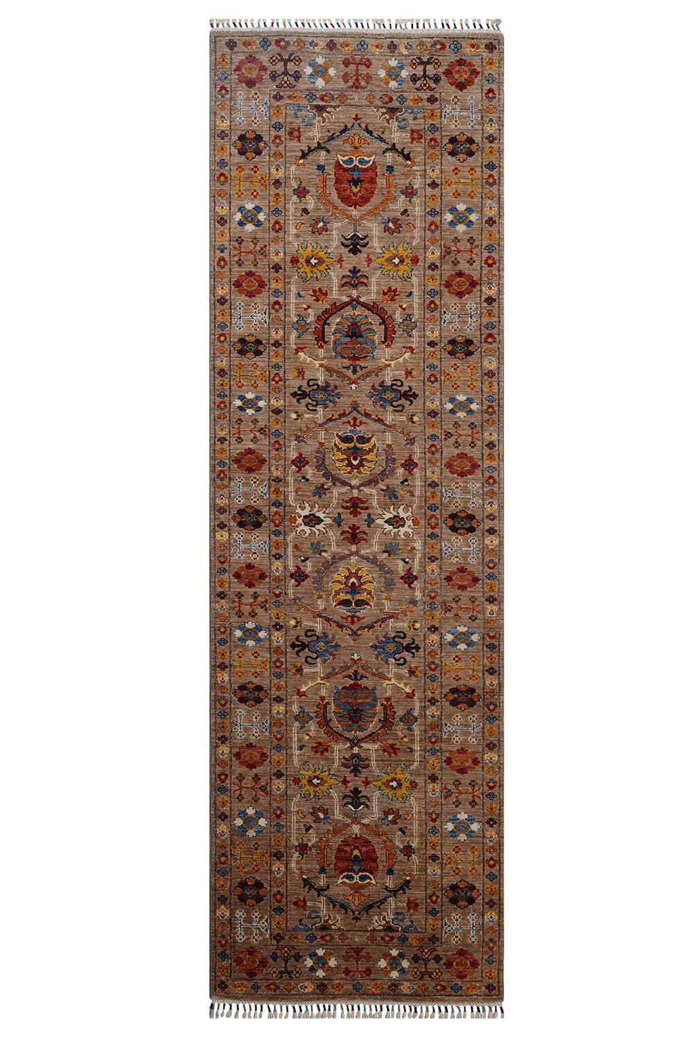 RHMN Afgan Orjin El Dokuma Yün Halı Renkli - 87x286